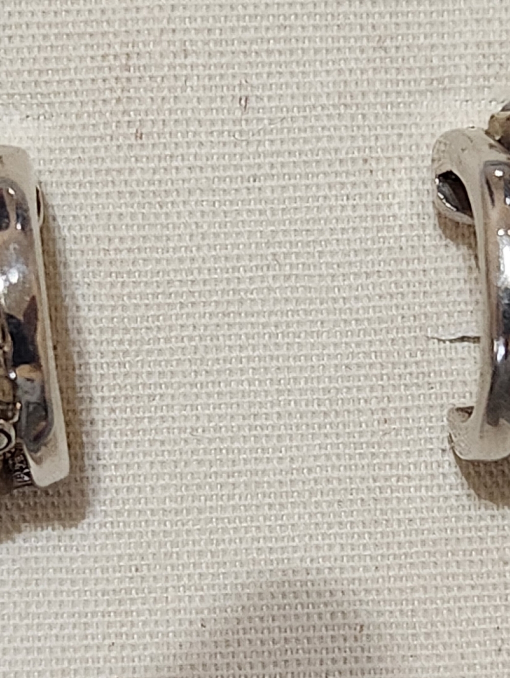 Barse Chunky 925 Sterling Silver Mother of Pearl Modernist Wide Hoop Earrings - Picture 9 of 13